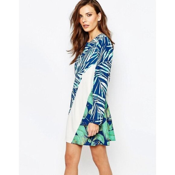 NWOT BCBG MaxAzria Tilli Printed A-Line Dress Size S Long Sleeve - Picture 1 of 11